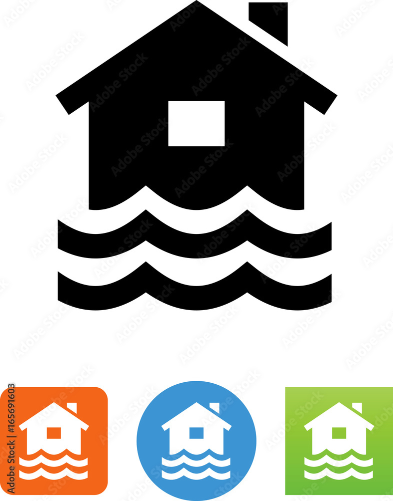 Poster flooding icon - illustration