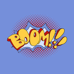 Comic speech bubble boom pop art. Vector illustration.