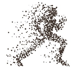 Running woman particle divergent silhouette. Can be used for Sport and Fitness club poster, for logo, t-shirt design, banner