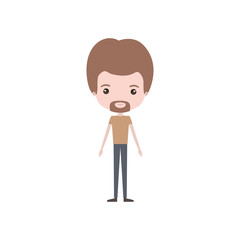 colorful caricature thin man van dyke beard in clothes with hairstyle