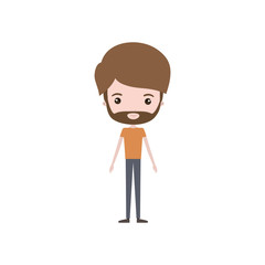 colorful caricature thin mature man bearded in clothes with hairstyle