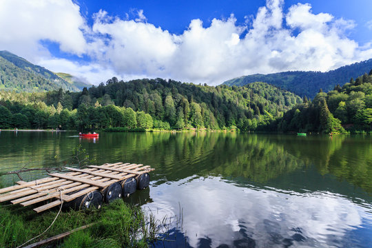 Landscape view of Karagol (Black lake) a popular destination for tourists,locals,campers and travelers in Eastern Black Sea,Savsat, Artvin, Turkey