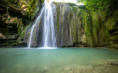 Fototapeta na wymiar Erfelek waterfall in Sinop,Turkey.Long Exposure Photography style.