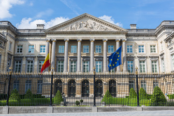 Exterior of the Belgian Parliament Building in Brussels, Belgium