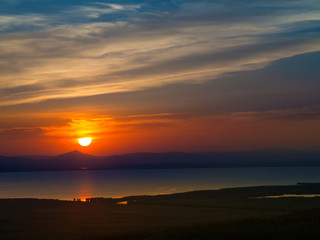 Enisala fortress at sunset, Dobrogea, Romania
