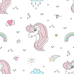 cute unicorn vector pattern