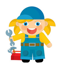 cartoon character - girl mechanic / illustration for children