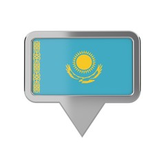 Kazakhstan flag location marker icon. 3D Rendering