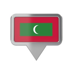Maldives flag location marker icon. 3D Rendering
