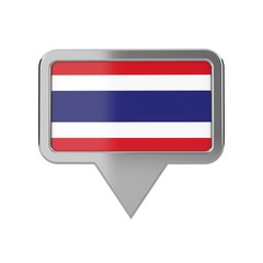 Thailand flag location marker icon. 3D Rendering