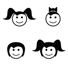 children head funny set illustration