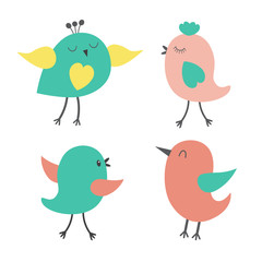 Set of cute colorful birds