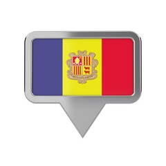 Andorra flag location marker icon. 3D Rendering