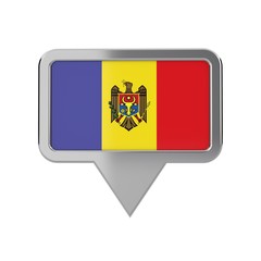 Moldova flag location marker icon. 3D Rendering