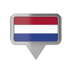 Netherlands flag location marker icon. 3D Rendering
