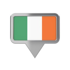 Ireland flag location marker icon. 3D Rendering