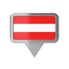 Austria flag location marker icon. 3D Rendering
