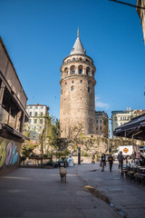 Obraz premium Galata Tower(Turkish: Galata Kulesi) called Christ Tower by Genoese a famous medieval landmark architecture in Istanbul, Turkey.