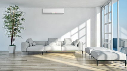 Modern bright living room. 3D rendering