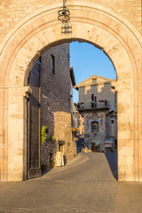 Fototapeta na wymiar Assisi, Umbria (Italy) - The awesome medieval stone town in Umbria region, with castle and the famous Saint Francis sanctuary.
