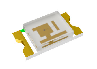3D realistic render of smd led diode on white background with clipping path