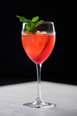 glass of aperol spritz cocktail