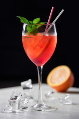 Glass of aperol spritz cocktail