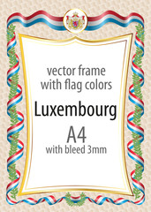 Frame and border  with the coat of arms and ribbon with the colors of the Luxembourg flag