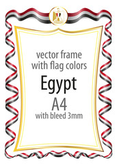 Frame and border  with the coat of arms and ribbon with the colors of the Egypt flag