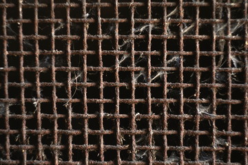 old and aged metal grid background and texture