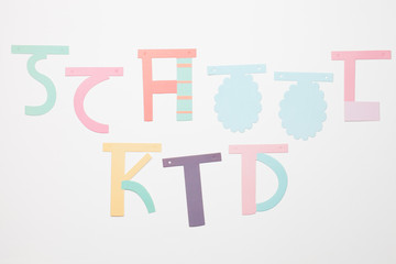 School kid coloful retro paper cutout letters