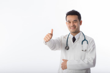 Fototapeta premium Doctor touching something with copy space