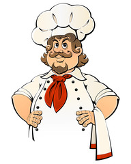 Caricature French cook. Logo.
