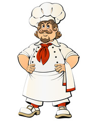 Caricature French chef is very happy.