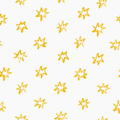 Abstract pattern with stars drawn in brush style on white background. Perfect for textile, blog decoration, banner, poster, wrapping paper.