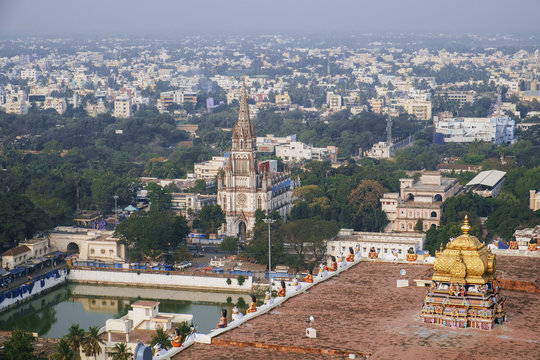 tiruchirapalli cburch from rock fort temple
