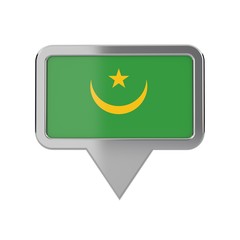 Mauritania flag location marker icon. 3D Rendering