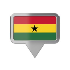 Fototapeta premium Ghana flag location marker icon. 3D Rendering