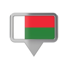 Madagascar flag location marker icon. 3D Rendering