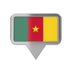 Cameroon flag location marker icon. 3D Rendering