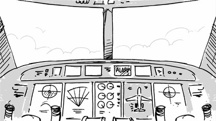 Airplane cabin cockpit sketch line art Vector illustration - 165709013