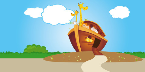 Noahs Ark on dry land with open door