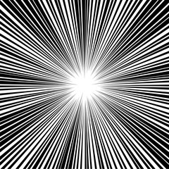 Abstract radial black zoom line on white pattern for cartoon comic vector illustration.