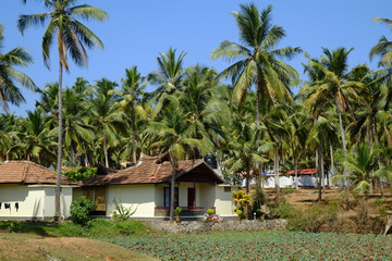 Fototapeta na wymiar Beach houses at Varkala beach, Kerala, India
