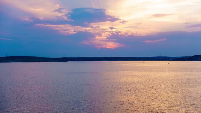 Sunset time lapse over Zrce beach, island of Pag in Croatia