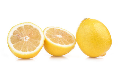 Fresh lemon with half isolated on white background