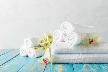 towels with orchid flower