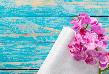towels with orchid flower