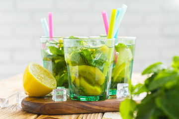 Fresh lemonade with ice