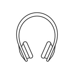 Isolated black outline earphones on white background. Line icon.